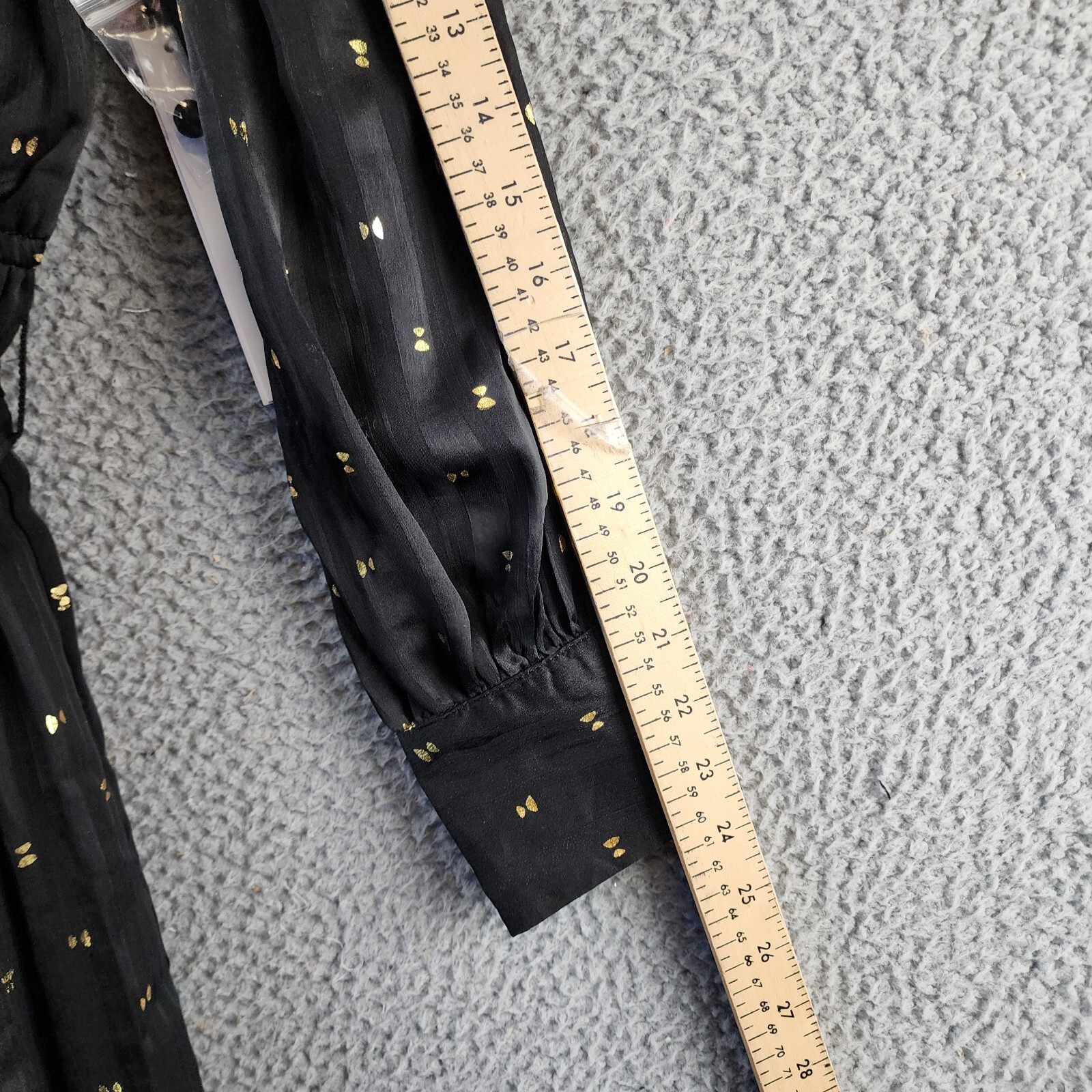 AQUA Ruffle Trim Clip Dot Midi Wrap Dress Women's XS Black/Gold Long Sleeve - Picture 9 of 14