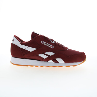 Классические нейлоновые мужские кроссовки Reebok из бордовой кожи на шнуровке Lifestyle Sneakers