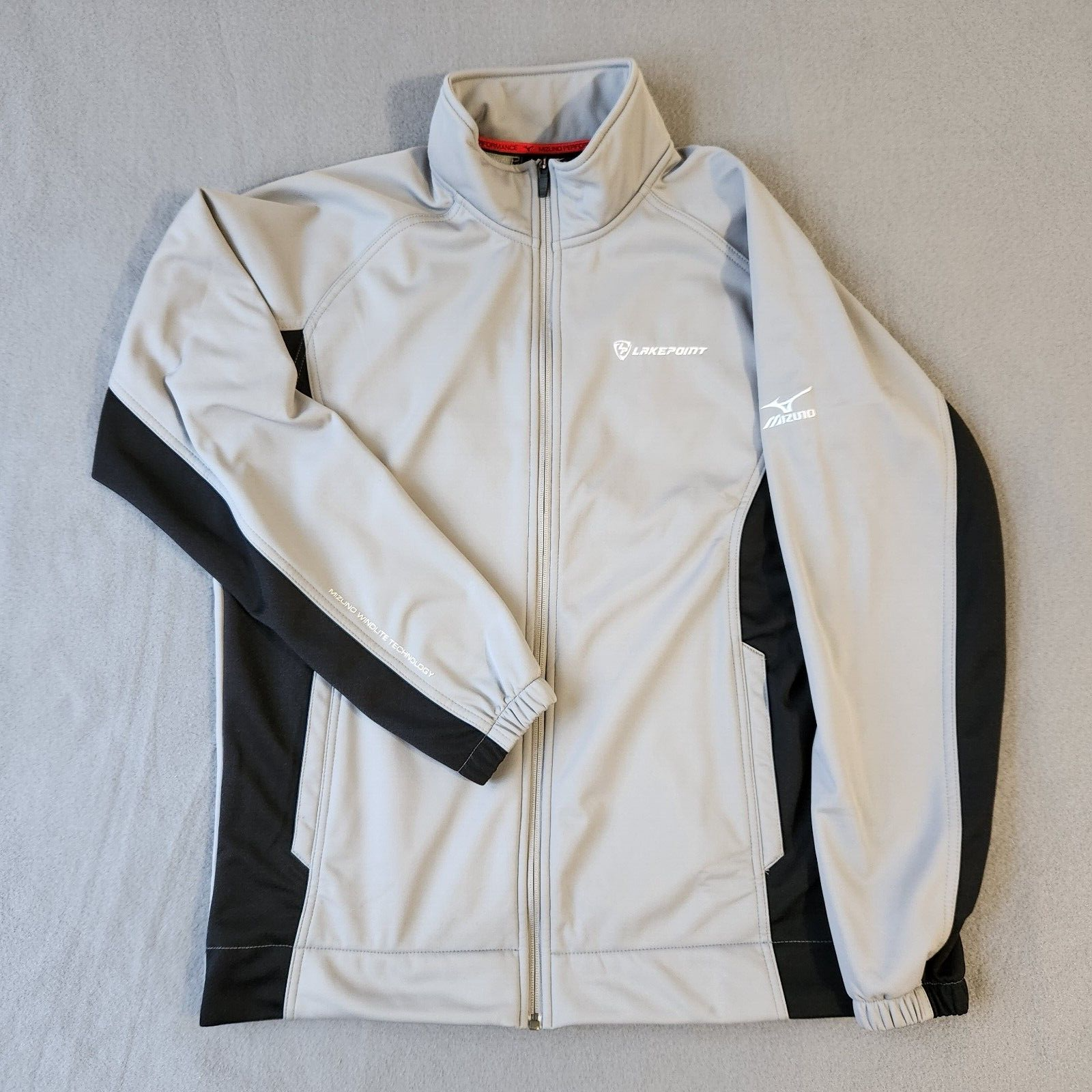Mizuno Jacket Adult Medium Gray Black Softshell Lined Pro Thermal