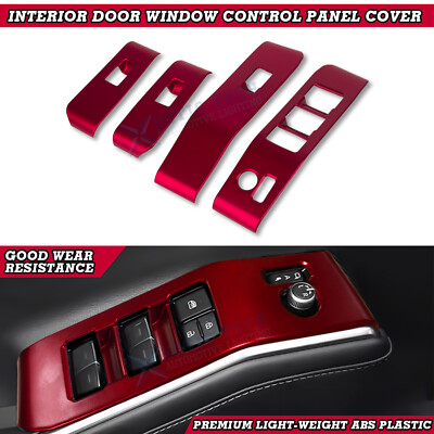 4Pcs Matte Red Door Window Control Panel Cover For Toyota Highlander 2020+ XU70
