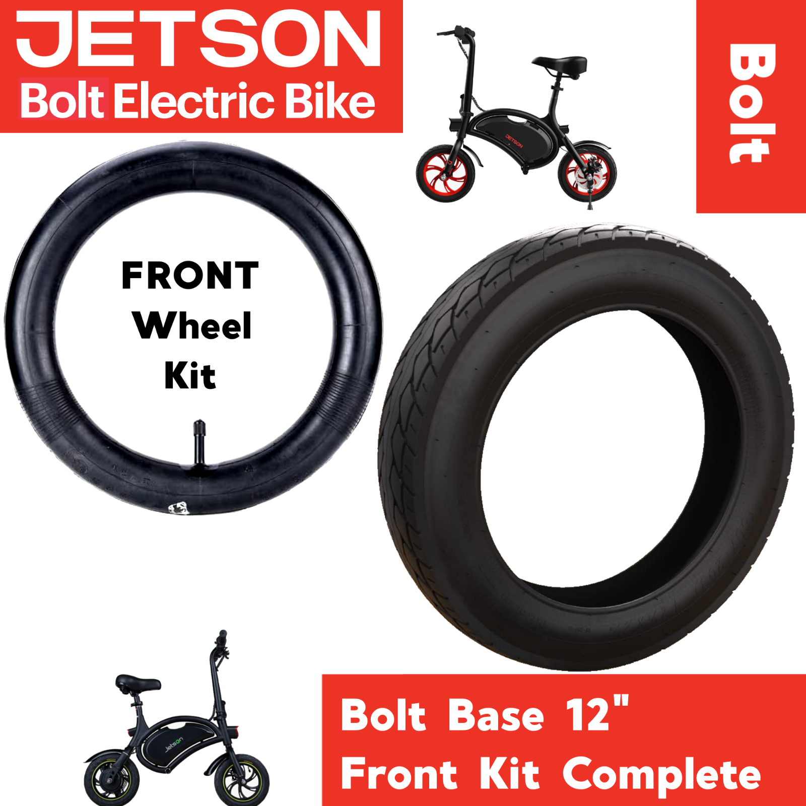 Jetson BOLT 12in Standard Replacement Tire / Inner Tube / Rear or Front / eBike