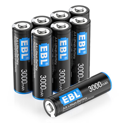 EBL 3000mAh 1.5V AA Lithium Batteries  Lot 1.5 Volt Double A Battery Single-USE