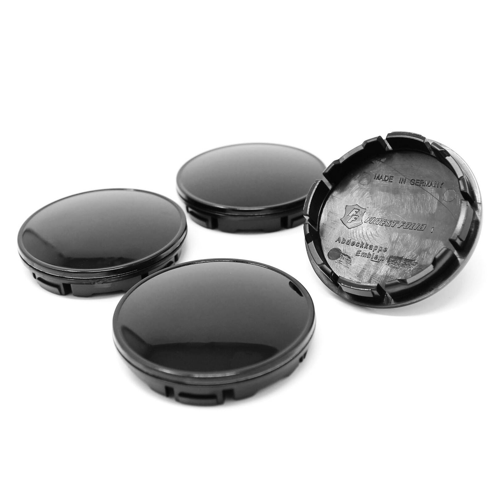 4x Nabendeckel Schwarz 56mm ABS Nabenkappen Felgendeckel Kappen Deckel Zubehör