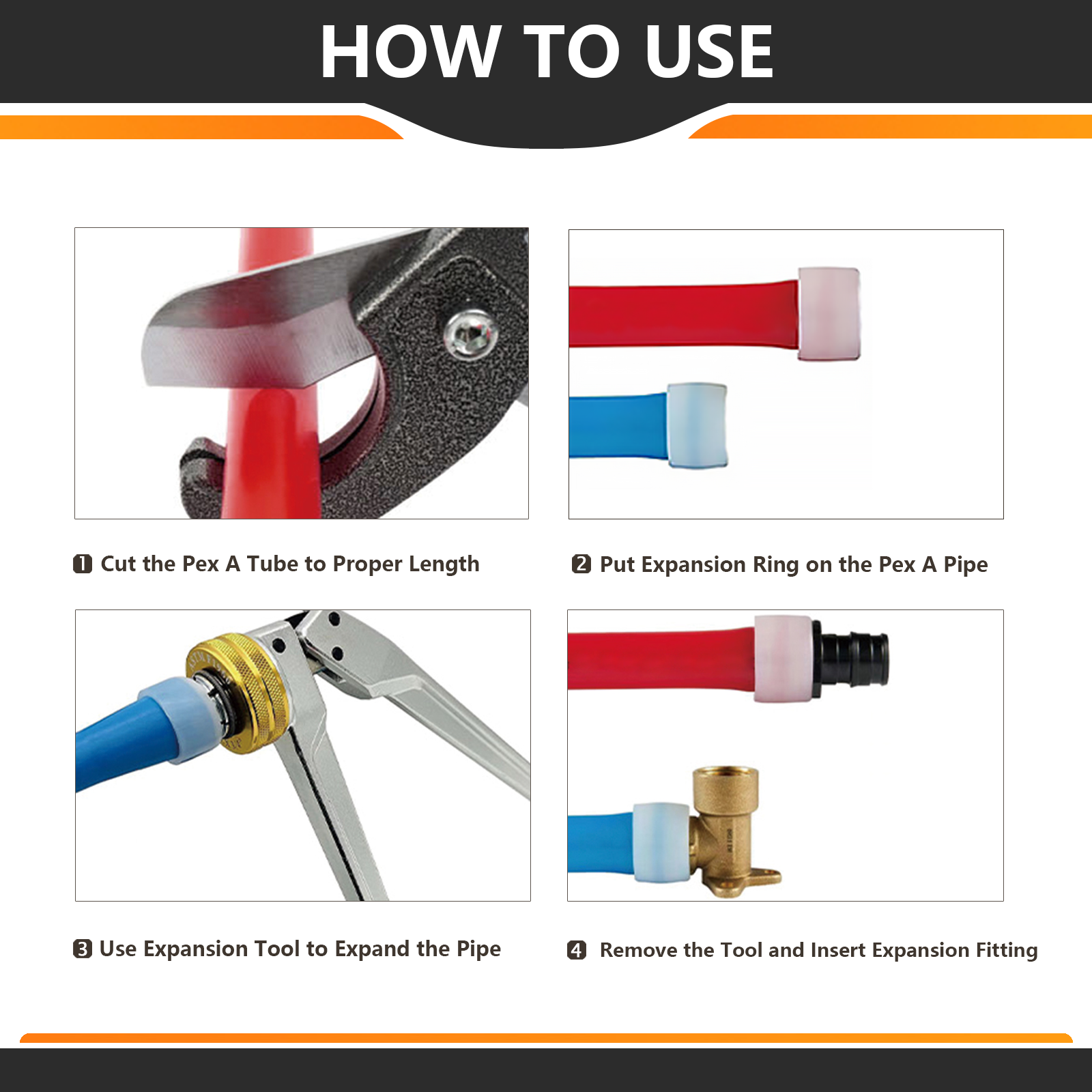 EFIELD 2 To 100 Packs Pex A 1/2"x1/2"x1/2" Brass Tee Expansion Fittings No Lead 