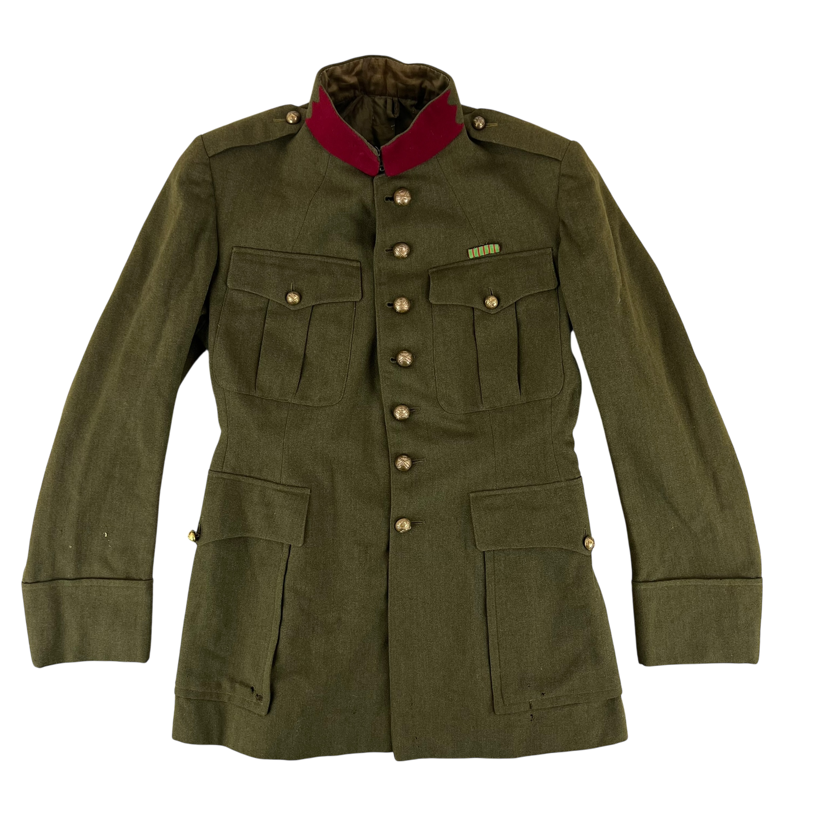 French Army Jacket WW2 Vintage Khaki Artillery Officers Tunic Wool
