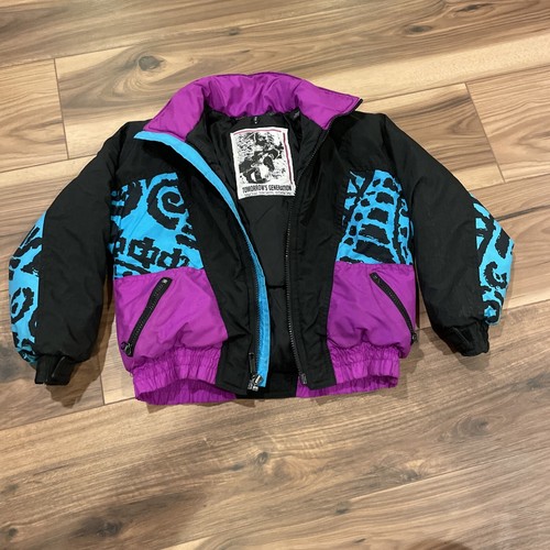 ジャケット・アウター 1990s New World Order Snowboard Jacket VTG 90s Ski Jacket Full Zip Sz 8 Tommorow's Generation Snow