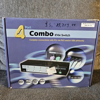 NEW 4 Port Combo KVM Switch MKCB-141 Complex Connections W PCs Via PS/2 or USB