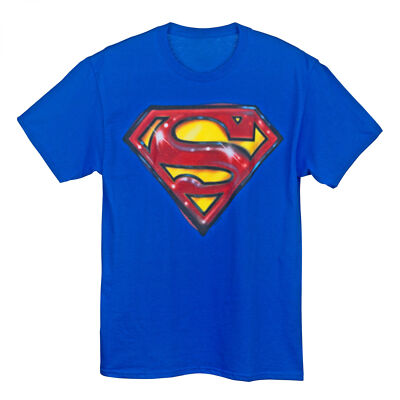 DC Comics Superman 80's Airbrush Stylized Logo T-Shirt Blue