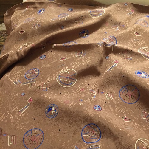 Vintage MID-CENTURY Retro Silk Fabric 3.9 Yards Kiosilk Brand