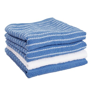 RITZ Cotton Terry Horizontal Stripe Bar Mop Kitchen Towel 4 Piece Set