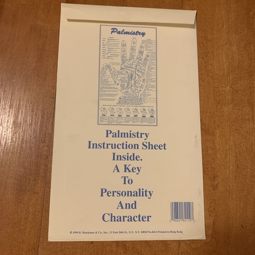 Scientific Chart Of The Hand Diagram Print Palmistry ~20” X 12” Shackman 1999
