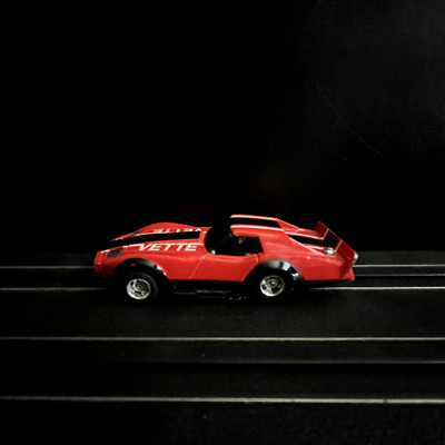 Tyco Red/black Corvette with HP-2 Curve Hugger Chassis - HO Slot Car