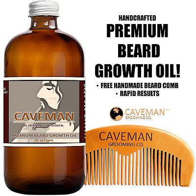 Handcrafted Caveman BEARD GROWTH OIL + COMB * RAPID RESULTS!! Island Breeze
