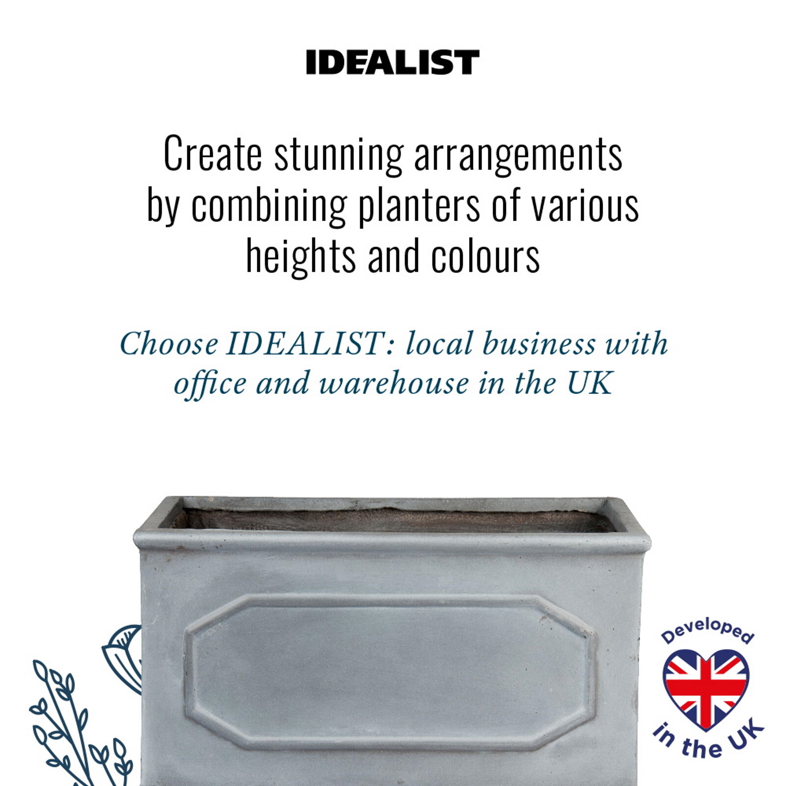 Window Box Garden Planters IDEALIST Concrete Chelsea Outdoor Pots with Drainage - Picture 9 of 24