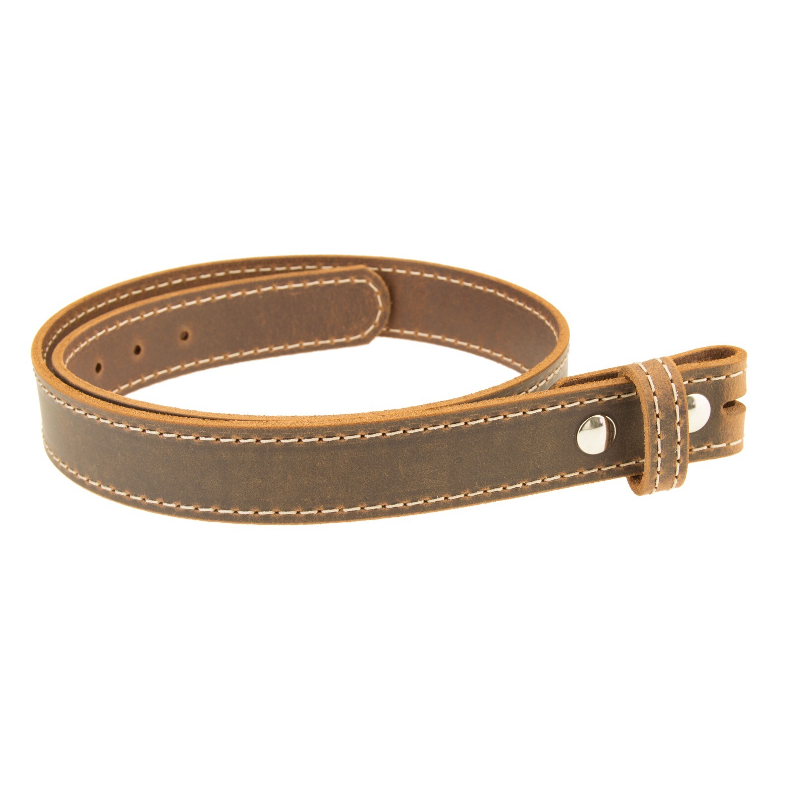 Buffalo Leather Casual Belt Strap_No Buckle_1-1/2"_Amish Handmade Black - Brown