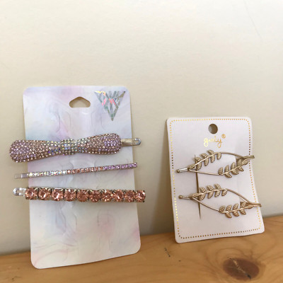 Katy Perry Prism Claire's Collection 3 Rhinestone Hair Barrettes + 2 Girly Brand