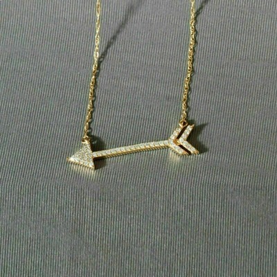 1 Ct Round Lab-Created Diamond Women's Love Arrow Pendant 14k Yellow Gold Plated