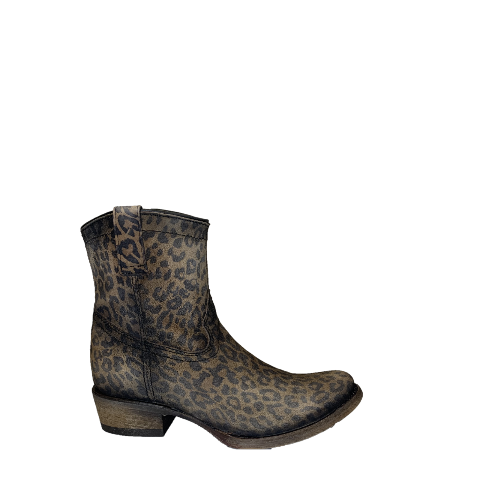 Pre-owned Corral Boots Corral Ladies Brown Leopard Print Round Toe Booties C3627