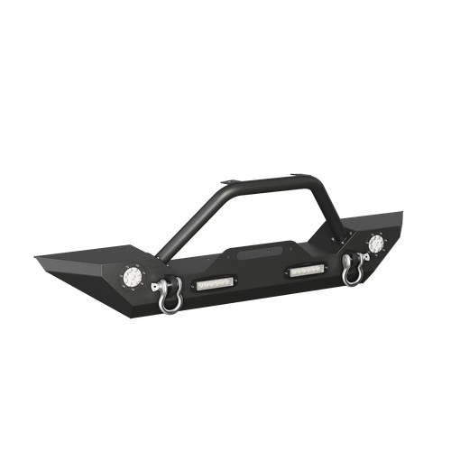 For 07-24 Jeep Wrangler JK JL Gladiator JT Front Bumper w/LED Lights Winch Plate