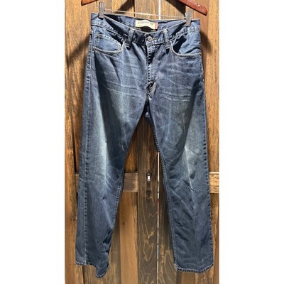 Levis 505 Straight Fit Mens Jeans Dark Wash Denim 31x30 Blue Cotton 100%