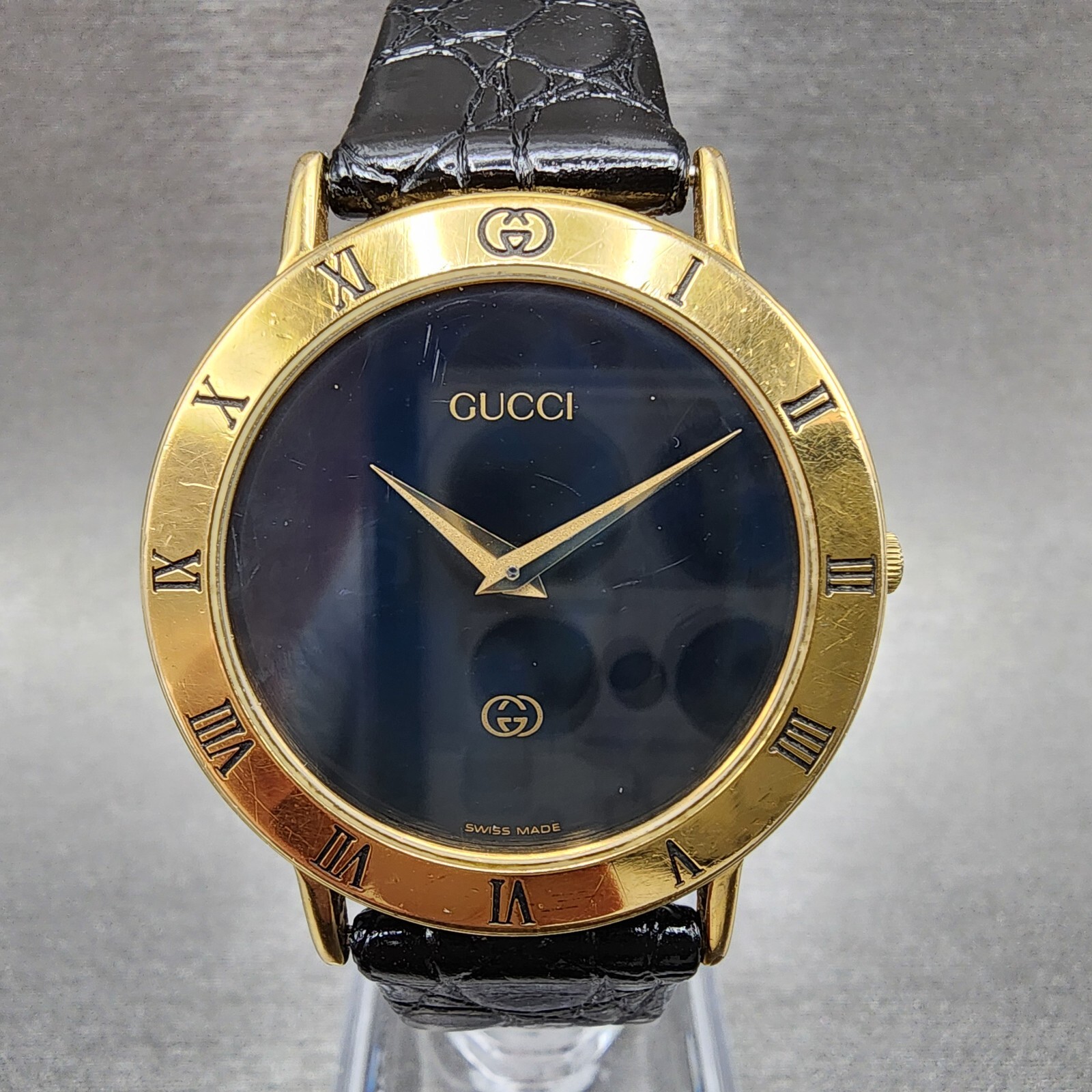 【新品電池】GUCCI 3000M ラウンド ゴールド ブラック アナログ $_57.JPG?set_id=880000500F