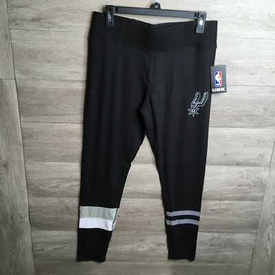 UNK Womens Large Leggings Pull On NBA San Antonio Spurs Stretch Casual Black NWT