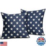 4th of July Patriotic Pillow Covers 18x18 Set of 2 Blue Star Americana Independence Day Outdoor Decorative Throw Pillow Cases Farmhouse Decor for Sofa Couch Bed Fourth July Holiday Decorations