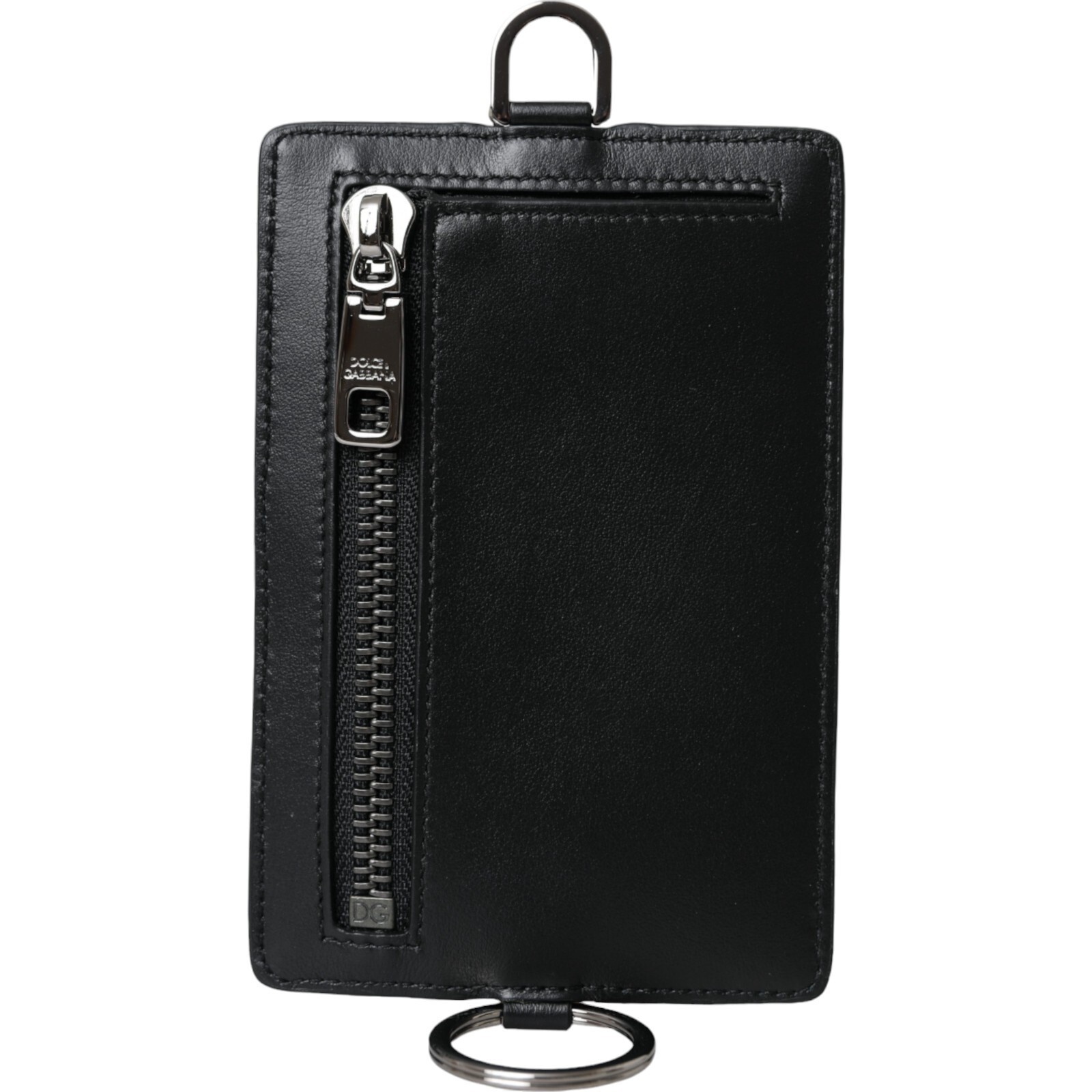 Leather Card Holder With Logo/ブラック/Dolce & Gabbana Calfskin vertical card holder with logo tag in Black for Men