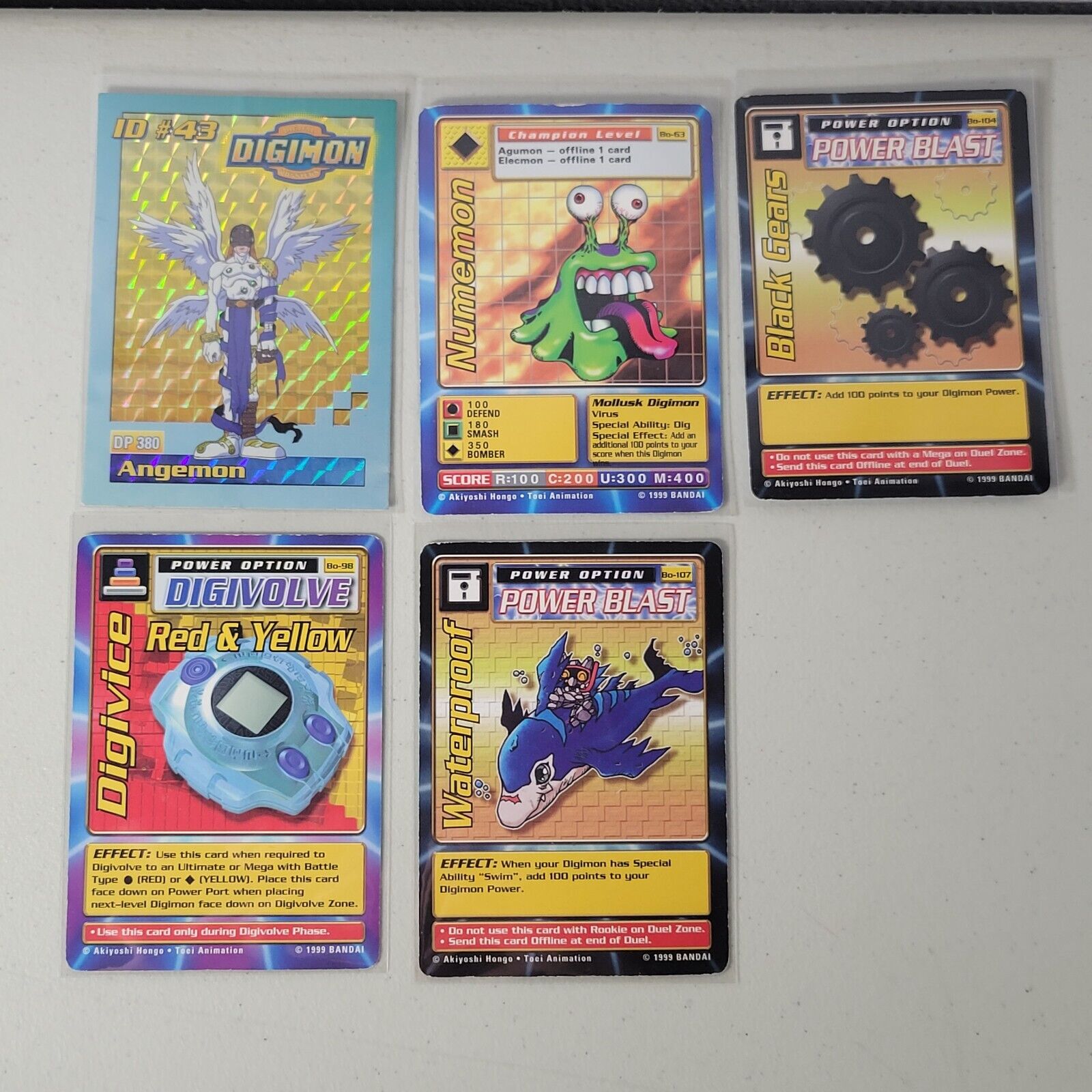 DIGIMON Bandai 1999 Lot of 5 Digimon Cards Trading Card Game T...
