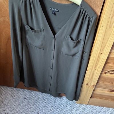 Olive Green Express Women s Long Sleeve Shirt Size Large