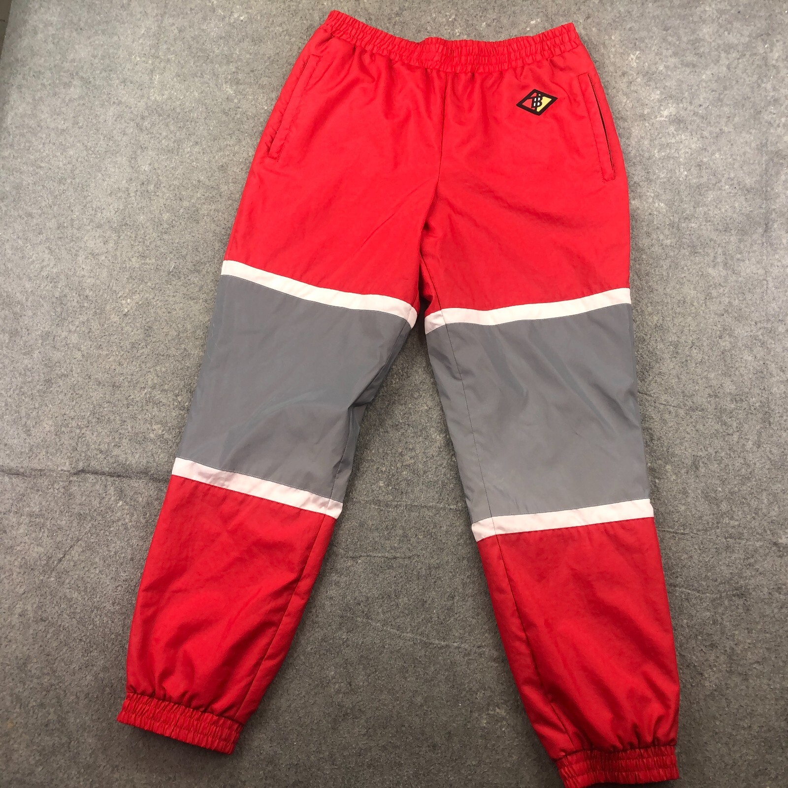 Burberry Pants Mens Medium Red Gray Color Block Icon Striped