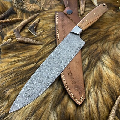 SHARD HAND MADE DAMASCUS STEEL CHEF KNIFE WITH OLIVE WOOD HANDLE A-2631