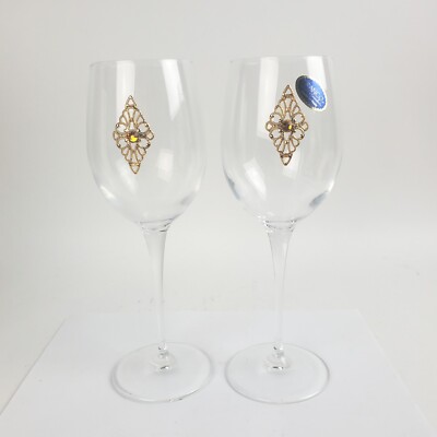 Franco Vetrerie e Cristallerie Embellished Champagne Flutes Wedding Glasses 