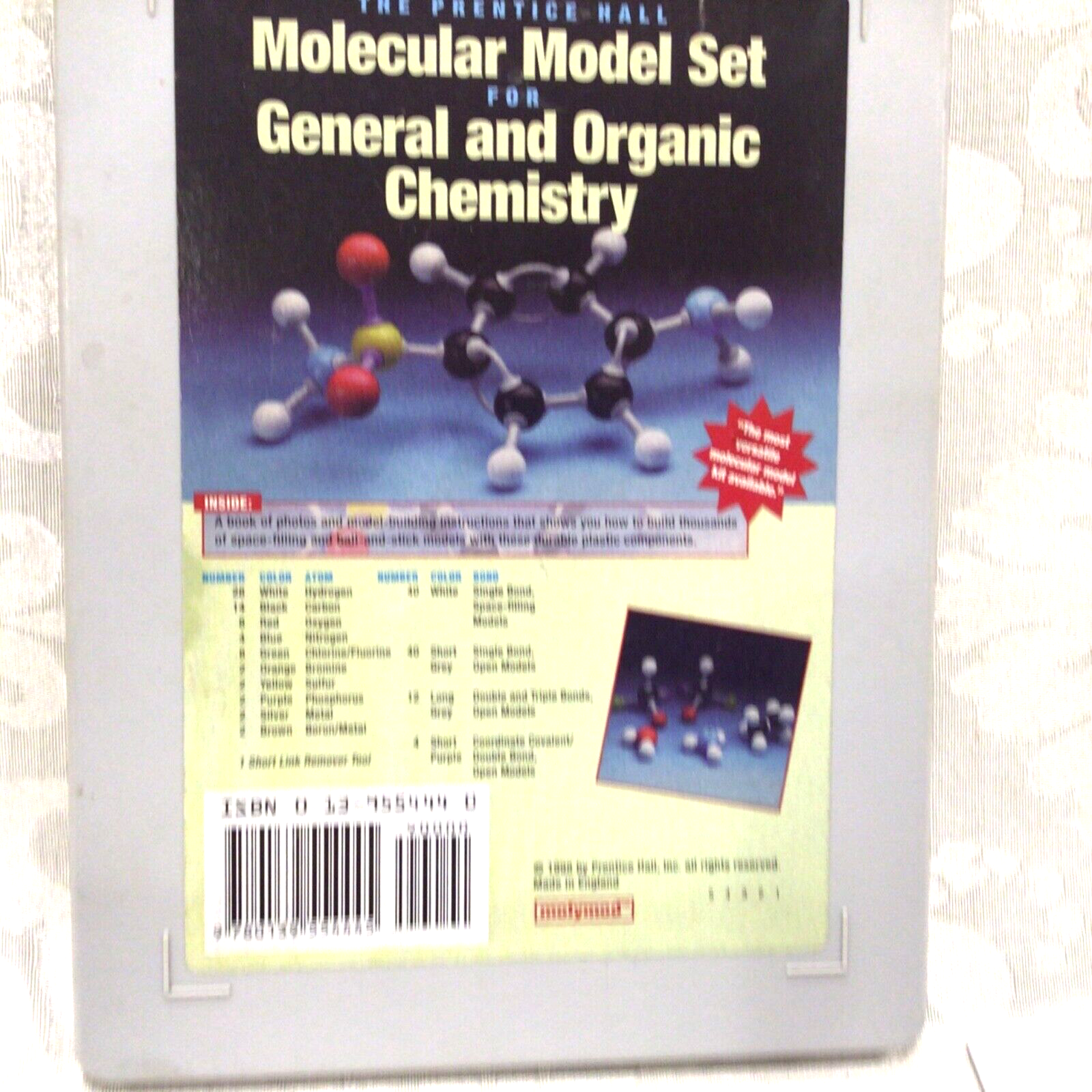 The Prentice Hall Molecular Model Set General Organic Chemistry 1998 Box kit