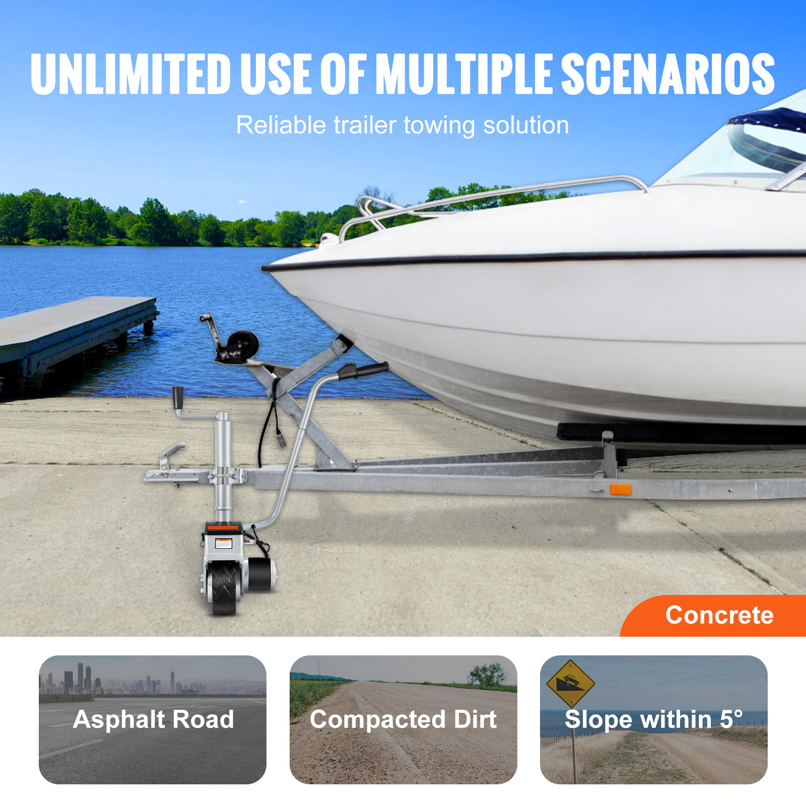 5000lbs Motorized Trailer Jack Wheel 350W Electric Mover Dolly Adjustable