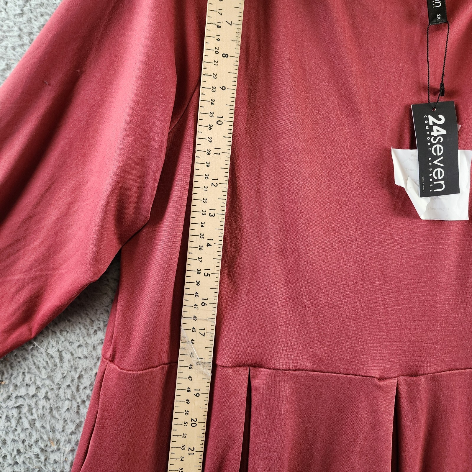 24seven Comfort Apparel Plus Fit And Flare Midi Dress Women's 2X Brick Pullover - Picture 9 of 14
