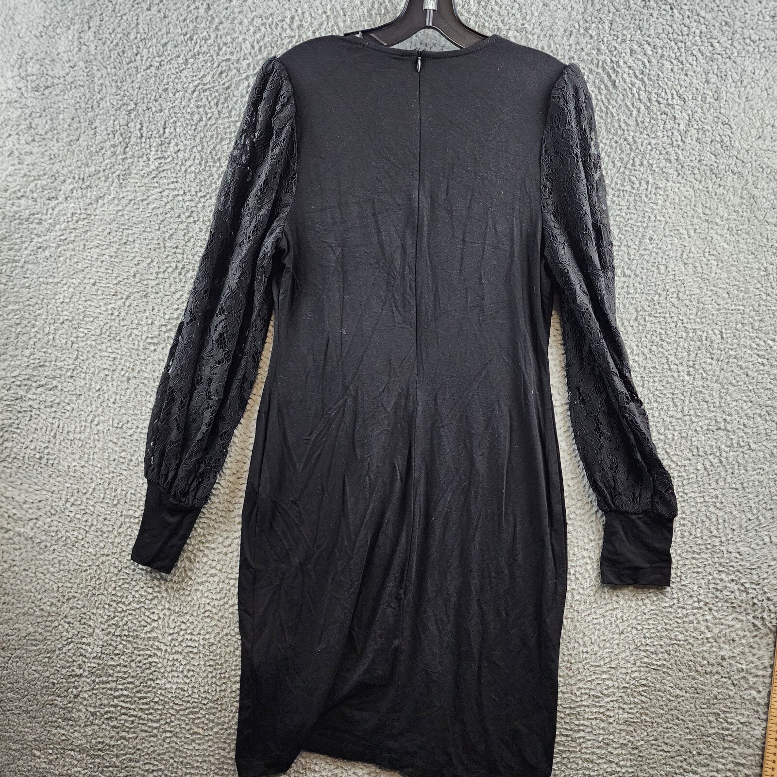 Karen Kane Lace Sleeve Dress Women's M Black V-Neck Long Sleeve Back Zip Closure - Picture 11 of 13