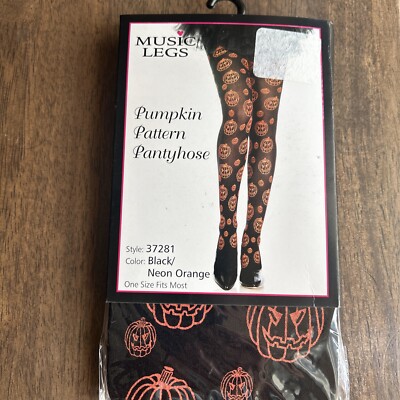Music Legs Candy Corn Pattern Spandex Pantyhose, Orange/Yellow/White, OS 37281