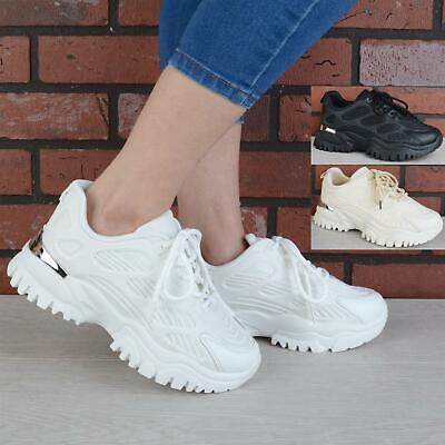 WOMENS LADIES CHUNKY TRAINERS PLATFORM SNEAKERS LACE UP SPORT WOMEN SHOES SIZE eBay