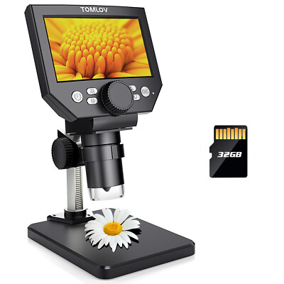 TOMLOV Digital Microscope 4.3'' HD LCD ,10MP Coin Magnifier 1000X Stereo Camera