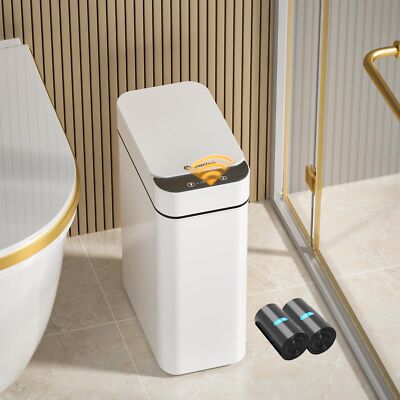 Bathroom Smart Touchless Trash Can for Kitchen 2.6 Gallon Automatic Motion Se...