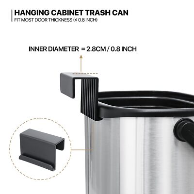 MoNiBloom 1.3-Gallon Small Hanging Trash Can for Kitchen Bathroom Bedroom Liv...
