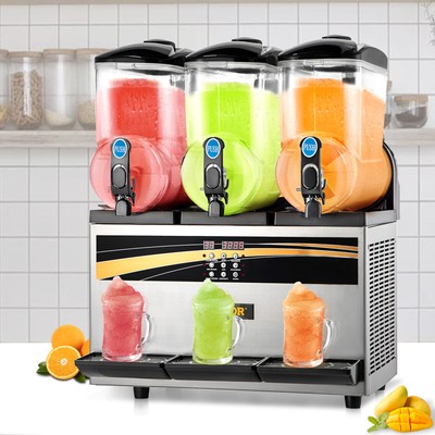 VEVOR Commercial Slushy Machine 3x15L Margarita Maker Frozen Drink Slush Machine