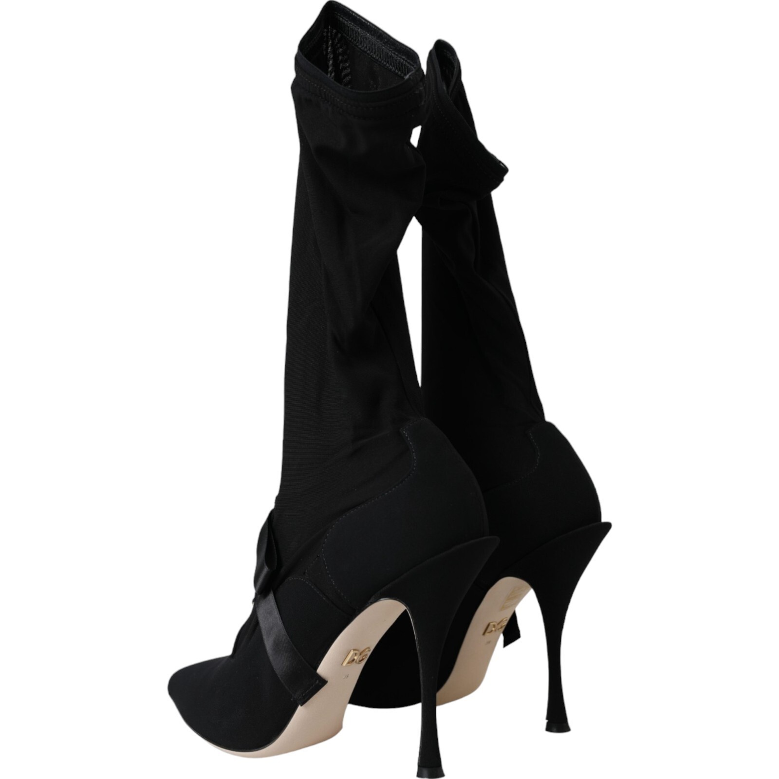 Pre-owned Dolce & Gabbana Shoes Black Stiletto Heels Mid Calf Boots Eu39 / Us8.5 960usd