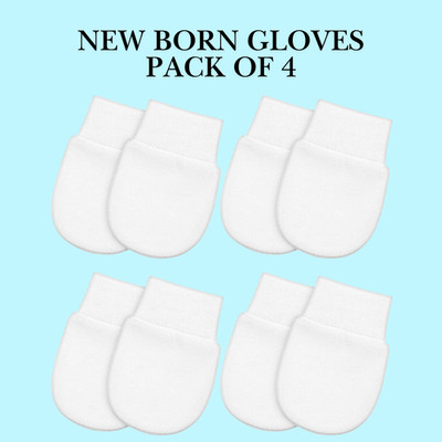 4x Baby Scratch Mittens Soft Cotton Gloves Newborn Infant Hand Protection Pack