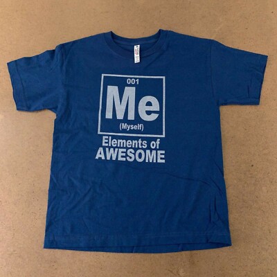 Alstyle Apparel & Activewear Boys T-Shirt Blue 001 Me Myself Crew Cotton M New