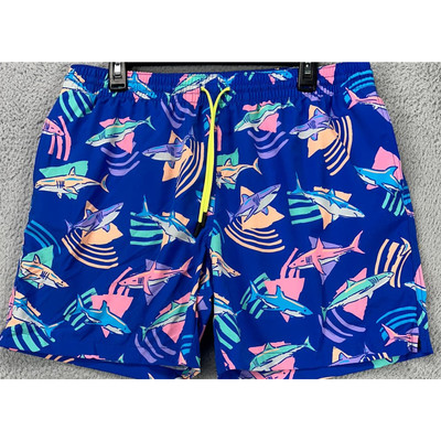Chubbies Swim Trunks Mens Small Blue The Daddy Shark Lined Board Shorts NEW A2