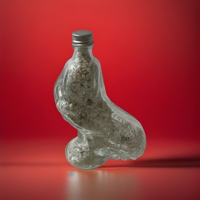 VTG Collectible Clear Glass Bottle/Decanter Shaped Like A Rooster No Head