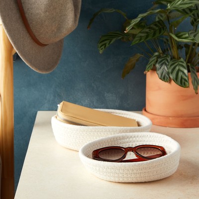 3-Pack Small Round Cotton Rope Woven Storage Baskets for Organizing