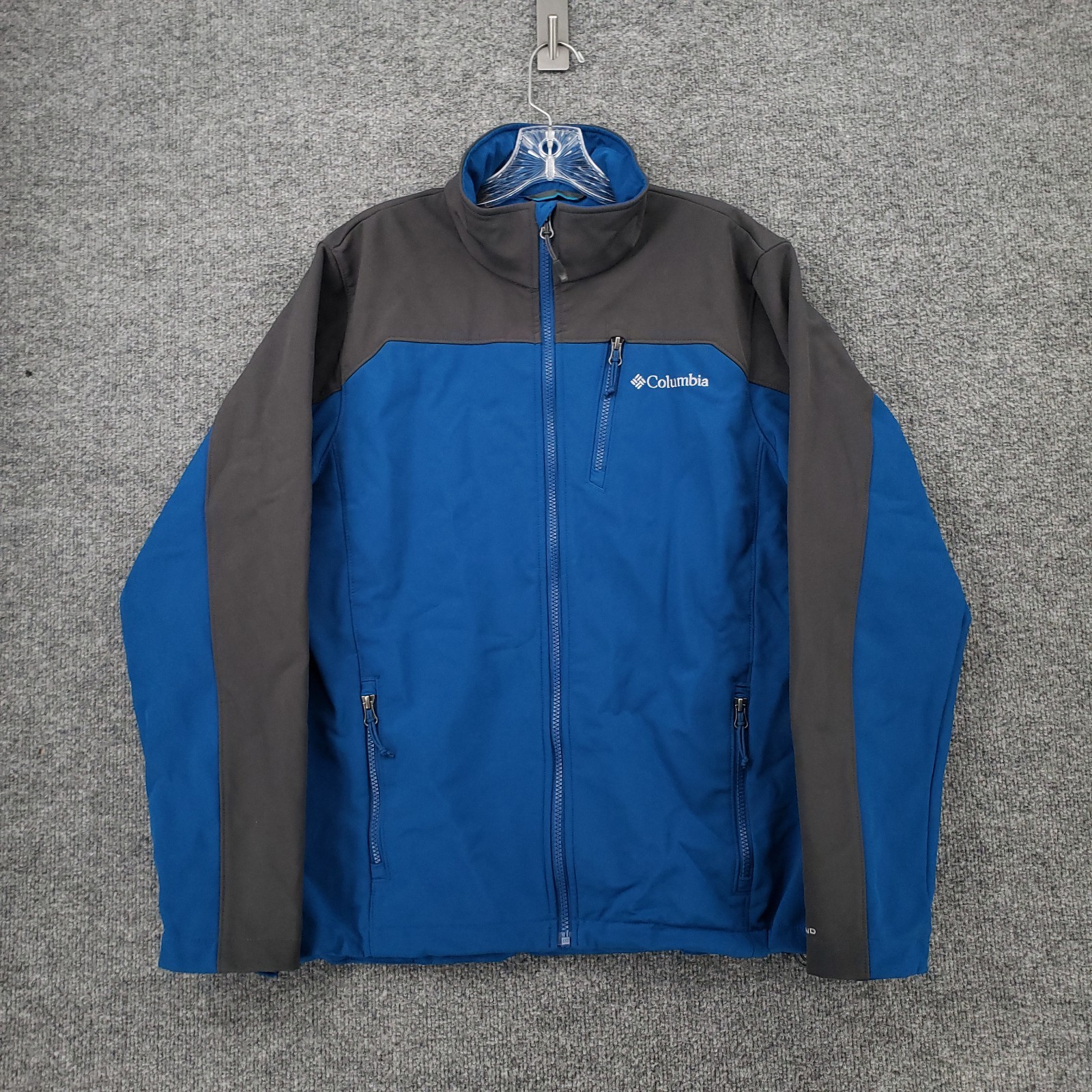 Columbia Jacket Men Medium Blue Thunder River Softshell Full Zip Mock Neck Stre